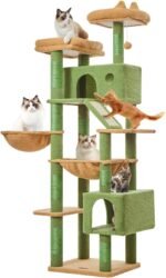 Taoqimiao Cactus Cat Tree, 71-Inch Cat Tower for Indoor Cats Large Adult, Multi-Level Large Cat Condo, 8 Sisal Scratching Posts, Metal Frame Cozy Hammock, Scratch Board, 2 Top Perches, MSC026L - Image 8