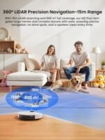 Lefant LiDAR Robot Vacuum and Mop,75-Day Self-Emptying,6000Pa Powerful Suction,Customized Cleaning,Home Mapping, 140 Min Runtime, Roller Brush for Carpet,2.4G/5G WiFi/Alexa/APP/iWatch,M2 Plus - Image 4