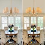 Boho Rattan Chandelier with Fabric Shade, Antique Gold Brass Farmhouse Chandeliers, 5-Lights Coastal Gold Pendant Light Fixtures for Dining Room Kitchen Island Living Room Hemp Rope - Image 8