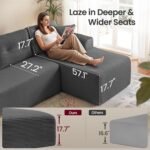 VASAGLE Boneless Couch, Modern Cloud Couch with Deep Seat, Corduroy Sofa for Living Room, Bedroom, Modular Sectional Sofa with Right-Facing Chaise, 108.3 Inches, Slate Gray ULCS182GN01 - Image 3