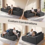 VASAGLE Boneless Couch, Modern Cloud Couch with Deep Seat, Corduroy Sofa for Living Room, Bedroom, Modular Sectional Sofa with Right-Facing Chaise, 108.3 Inches, Slate Gray ULCS182GN01 - Image 4