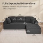 VASAGLE Boneless Couch, Modern Cloud Couch with Deep Seat, Corduroy Sofa for Living Room, Bedroom, Modular Sectional Sofa with Right-Facing Chaise, 108.3 Inches, Slate Gray ULCS182GN01 - Image 5