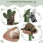 Yaheetech Cactus Cat Tree for Indoor Cats, 62in Cat Tower with Scratching Posts, Hammock & Dangling Ball, Multi-Level Condo Activity Center Furniture - Image 6