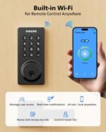 Philips Smart Lock, Smart Door Lock Built-in WiFi, App Remote Control, Keyless Entry Door Lock for Front Door, Deadbolt Lock Auto Lock, Support Alexa & Google, IP54 Waterproof, Black - Image 3