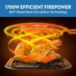 ECOWELL Air Fryer,Compact Large 6 Quart,Stainless Steel Air Fryer, 8 Food Presets,Touch Screen,BPA-Free, Up to 95% Less Oil*, Roast,Bake, Dry, Reheat,Broil, 120V,Dishwasher-Safe 1700W, Black, TXS5T2 - Image 7