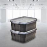 Rubbermaid 6-Pack Totes for Storage with Lids, Heavy Duty Plastic Storage Bins with Lids, Black Gray, 10 GAL - Stackable for Garage, Attic, Camping (10 GAL - 6 Pack Solid Black and Grey) - Image 3