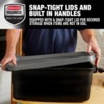 Rubbermaid 6-Pack Totes for Storage with Lids, Heavy Duty Plastic Storage Bins with Lids, Black Gray, 10 GAL - Stackable for Garage, Attic, Camping (10 GAL - 6 Pack Solid Black and Grey) - Image 6