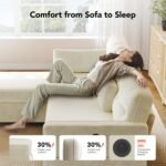 Amada Sectional Sofa Bed with Reversible Storage Chaise, Convertible Pull Out Couch Bed Cloud Chenille Couch with USB Charging & Side Pockets, L Shaped Modular Couches for Living Room (Beige) - Image 4