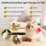 4x808nm+12x650nm, 3500mAh Battery, 4Hz pulsed Near Infrared Red Light Therapy Treatment for Body Pain Relief, Handheld Cold Light Therapy Device for Dogs Cats Horse Pets - Image 5