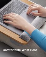 HUANUO Lap Desk - Fits up to 17 inches Laptop Desk, Built in Mouse Pad & Wrist Pad for Notebook, Laptop, Tablet, Lap Stand with Tablet, Pen & Phone Holder, Wood Grain - Image 6