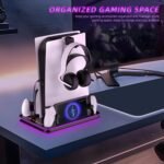 PlayStation Portal Charger, PS5 Stand and Cooling Station with RGB LED Controller Charging Dock Accessories, PS5 Edge Controller and PS Portal Charger, Headset and Remote Holders - Image 5