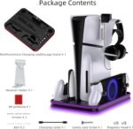 PlayStation Portal Charger, PS5 Stand and Cooling Station with RGB LED Controller Charging Dock Accessories, PS5 Edge Controller and PS Portal Charger, Headset and Remote Holders - Image 7
