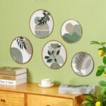 Qunclay 5 Pcs Wall Art Decor Wooden Living Room Wall Decor Bohemian Hanging Farmhouse Geometric 10'' and 8'' Aesthetic Wood Minimalist Posters for Bedroom(Greenery) - Image 3
