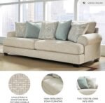 Signature Design by Ashley Monaghan Vintage Sofa with Accent Pillows, Reversible Cushions and Rolled Arms, Beige - Image 4