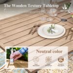 HERA'S HOUSE Patio Table and Chairs Set 7 Pieces, Wood-Like Outdoor Metal Dining Furniture Sets for Backyard Lawn Deck - Image 3