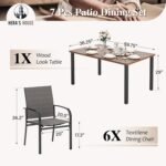 HERA'S HOUSE Patio Table and Chairs Set 7 Pieces, Wood-Like Outdoor Metal Dining Furniture Sets for Backyard Lawn Deck - Image 7