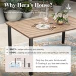HERA'S HOUSE Patio Table and Chairs Set 7 Pieces, Wood-Like Outdoor Metal Dining Furniture Sets for Backyard Lawn Deck - Image 8