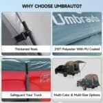 Truck Bed Tent 5.5-6ft: Easy Set Up Umburato Pickup Truck Tents for Camping, Waterproof PU3000mm Canopy for Truck Camper, Portable, Spacious for 2 Person Green - Image 6