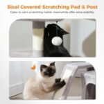 PEQULTI Small Cat Tree Tower for Large Adult Cats with Wide Top Perch, Private Cat Condo and Sisal Scratching Post&Pad for Indoor Cats, Gray - Image 4