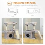 PEQULTI Small Cat Tree Tower for Large Adult Cats with Wide Top Perch, Private Cat Condo and Sisal Scratching Post&Pad for Indoor Cats, Gray - Image 5