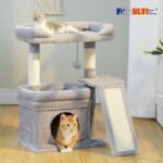 PEQULTI Small Cat Tree Tower for Large Adult Cats with Wide Top Perch, Private Cat Condo and Sisal Scratching Post&Pad for Indoor Cats, Gray - Image 6