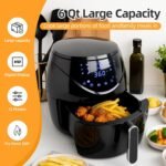 Air Fryer 6.5 QT Extra Hot Air Fryer for Crispy Cooking Bake Roast Nonstick High Gloss Black Finish Perfect for Healthy Meals Kitchen Appliance - Image 3