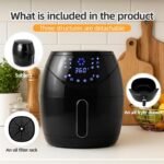 Air Fryer 6.5 QT Extra Hot Air Fryer for Crispy Cooking Bake Roast Nonstick High Gloss Black Finish Perfect for Healthy Meals Kitchen Appliance - Image 5