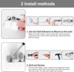 Broom Holder Wall Mount, Broom Organizer Wall Mount Stainless Steel Broom and Mop Hanger Heavy Duty Storage Organization for Home Kitchen Garden Garage Room 5 Racks 4 Hooks - Image 8