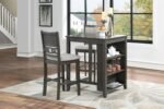 New Classic Furniture Gia Counter Table with Two Chairs and Storage Shelf, 30-Inch, Gray - Image 3