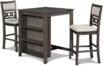 New Classic Furniture Gia Counter Table with Two Chairs and Storage Shelf, 30-Inch, Gray - Image 4