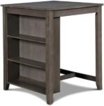 New Classic Furniture Gia Counter Table with Two Chairs and Storage Shelf, 30-Inch, Gray - Image 6