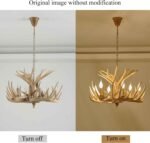 Rustic Antler Chandelier Lighting,Retro Deer Antler Chandelier 6 Light,E12 Base, Deer Horn Ceiling Pendant Light Fixtures for Home Hotel Store (6 lamp arms + 3 arms) - Image 5