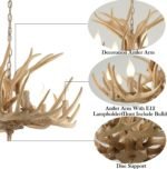 Rustic Antler Chandelier Lighting,Retro Deer Antler Chandelier 6 Light,E12 Base, Deer Horn Ceiling Pendant Light Fixtures for Home Hotel Store (6 lamp arms + 3 arms) - Image 7