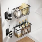 4 Pack Adhesive Cabinet Door Organizer, Lid Organizers Inside Cabinet Food Container/Tumbler Lid Organizer and Storage Cup Lids Holder for Kitchen & Bathroom Wall Mounted(Black) - Image 2