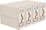 4 Pack Foldable Bed Sheets Set Organizers and Storage(King & Queen Size),Linen Fabric Closet Organizers with Window,Folding Bedding Storage Box for Bedsheets and Pillow Cube Organizer-Beige - Image 2