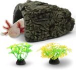 Axolotl Hides for Aquarium and Fake Water Plants Set, Axolotl Cave Aquarium Plastic Tree, Tortoise Turtle Hideout, Fish Tank Decor, Axolotls Tank Accessories, Turtle Tank Accessories (Plant Cave, L) - Image 2