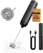 CIRCLE JOY Rechargeable Milk Frother Hanheld, Dual Coil Whisk Head Electric Coffee Frother, Portable Hand Frother Wand Drink Mixer for Matcha Lattes Cappuccino, Kitchen Gifts, Black - Image 2