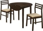Coaster Home Furnishings 3-Piece Round Wood Dining Room Set Drop Leaf Extension Table Ladder Back Side Chairs Upholstered Seat Cushions Cappuccino and Tan 130005 - Image 2