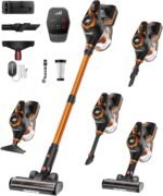 Cordless Vacuum Cleaner for Home, 45Kpa Stick Vacuum, Max 80mins Runtime, 1.5L Dust Cup, Rechargeable Lightweight Handheld Vacuum for Carpet/Hardwood Floor/Pet Hair/Car (Sunset Orange) - Image 2