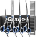 Dog Grooming Scissors Kit with Safety Round Tips, GLADOG Professional 6 in 1 Grooming Scissors for Dogs, Sharp and Heavy-duty Dog Grooming Shears for Dogs Cats Pets - Image 2