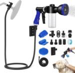 Dog Shower Attachment Water Hose Nozzle Sprayer Set with Metal 3-Way Diverter & 6.6 Ft Long Hose, Tub Faucet for Shower Arm Easy Faucet Pup Pet Bathing Sprayer Washer Kit - Image 2