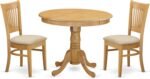 East West Furniture Antique 3-Piece Traditional Wood Dining Table Set in Oak - Image 2