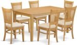 East West Furniture Capri 7-Piece Wood Table and Dining Chairs in Oak - Image 2