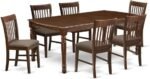 East West Furniture DONO7-MAH-C 7 Piece Dining Table Set Consist of a Rectangle Dinner Table with Butterfly Leaf and 6 Linen Fabric Dining Room Chairs, 42x78 Inch, Mahogany - Image 2