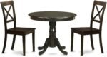 East West Furniture Dining Set- 2 Fantastic Chairs for Dining Room - A Wonderful Round Wooden Table- Wooden Seat and Cappuccino Dining Room Table - Image 2