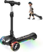Electric Scooter for Kids Ages 3-12, 3-Wheel Electric Scooter, Electric Kick Scooter with 2 Speed, Long Battery Life, Bluetooth Music, Flashing LED Wheels, Adjustable Height, Gift for Boys/Girls - Image 2
