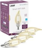 Feit Electric Smart LED Candle Wifi Bulb, Works with Alexa or Google Assistant, E12 base, No Hub, Flame Tip Filament Chandelier Light Bulb, 2700K Soft White, 4 Pack CFC40/927CA/FIL/AG/4 - Image 2