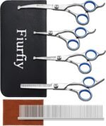 Fiurfiy 6-in-1 Dog Grooming Scissors - Professional Stainless Steel Hair Cutting Kit with Safety Rounded Tips, Ergonomic Soft-Grip Handles for Small & Large Dogs, Cats - Image 2