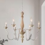 French Country Chandelier,6-Light Distressed Antique Brown Metal Farmhouse Chandelier for Dining Room Light Fixture Candle Pendant Light Fixtures Hanging for Kitchen Island Living Room Bedroom - Image 2