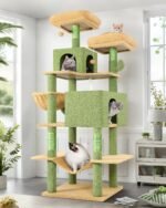 Globlazer Cactus Cat Tree Tower 76-Inch Extra Tall Multi-Level Cat Furniture with Cozy Condos,Interactive Toys and Perches for Large Cats, Perfect for Climbing, Scratching, and Play, F76, Green - Image 2